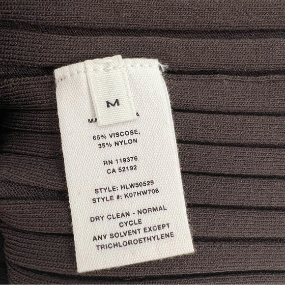 HELMUT LANG Strap Rib-Knit Bodycon Mini Dress Brown Long Sleeve Size M NEW - Picture 12 of 14